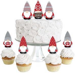 Big Dot of Happiness Christmas Gnomes - Dessert Cupcake Toppers - Holiday Party Clear Treat Picks - Set of 24 - 1 of 4