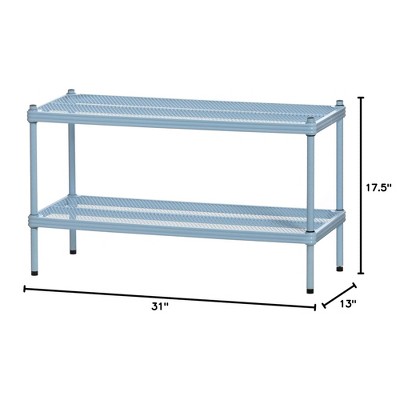 Sky Blue Adjustable 2-Tier Metal Mesh Storage Shelving Unit