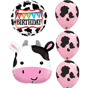 LoonBalloon 28 inch CUTE HOLSTEIN COW , 18 inch BIRTHDAY HOLSTEIN COW and 11 Inch Latex Set - 1 of 1