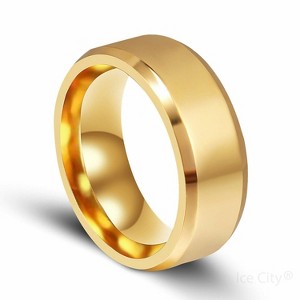 Ice City Titanium Steel Band Ring for Men and Women, Comfort Fit, Plain Silver/Black/Gold Engagement Ring - 1 of 4
