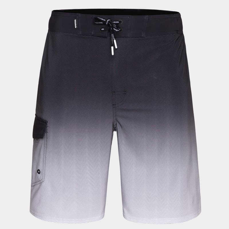 Rokka&Rolla Men's 9" Half Elastic Waist Board Swim Shorts -Black, size Small