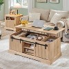 46" Lift Top Coffee Table with Sliding Door, Modern Coffee Table with Adjustable Shelf & Hidden Compartment for Living Room, Office - 2 of 4