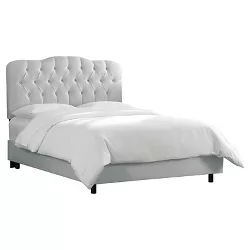 California King Seville Faux Silk Upholstered Bed Shantung Silver - Skyline Furniture