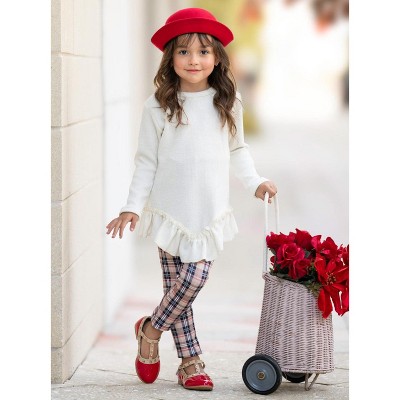Autumn Breeze Ruffle Tunic and Plaid Legging Set Mia Belle Girls