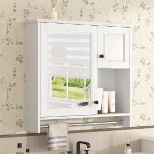 HDZNVF 30 inch Bathroom Wall Cabinet with Mirror, White - 1 of 4
