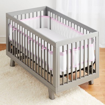 BreathableBaby Breathable Mesh Crib Liner, Classic Collection, Rose Seersucker