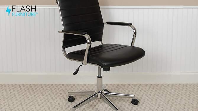 Flash Furniture Mid-Back LeatherSoft Contemporary Ribbed Executive Swivel Office Chair, 2 of 15, play video