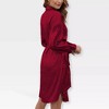 Womens Satin Leopard Long Sleeve Dress Brocade Shirt Dress Button Down Belted Silky Robe Bath Robe - 2 of 4