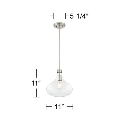 Farmhouse 17" Brushed Nickel Mini Pendant with Clear Glass Shade