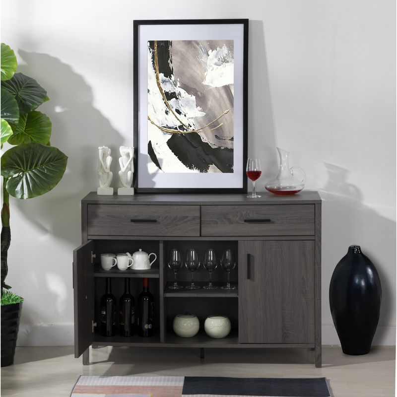 FC Design 47"W Sideboard Storage Cabinet, Dining Server Cupboard Buffet Table with Two Cabinets and Drawers, 3 of 9