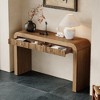 VYNXARIA Rustic Console Table with Fluted Drawer Front, Entryway Table with Curved Corners&Thick Legs(Natural) - 3 of 4
