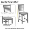 FONTOI Wooden Counter Height Dining Set with Square Table and Upholstered Ladder Back Chairs for Modern Home Kitchen Spaces, Gray, 34.5"*34.5"*36" - 3 of 4