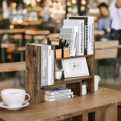 SONGMICS Cabinet Shelf Organizers Desktop Organizer Rustic Brown