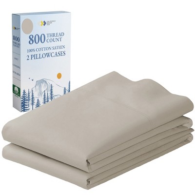 Luxury Pillowcase Set - 800 Thread Count 100% Cotton Sateen, Soft & Cooling Pillowcases by California Design Den