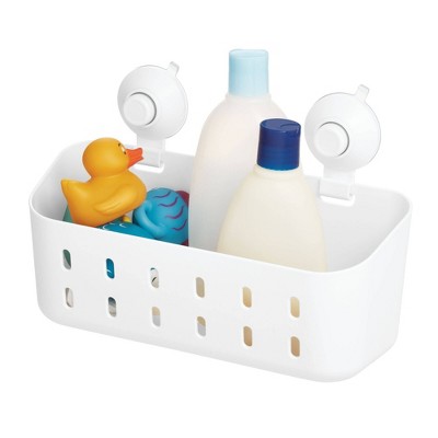 Cade Push Lock Suction Rectangle Basket White - iDESIGN