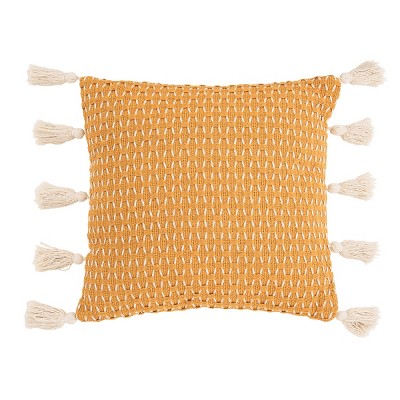 C&F Home Ochre Textured Diamond Woven Throw Pillow