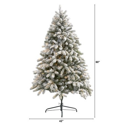 6-ft White Flocked Spruce Artificial Christmas Tree with Warm LED Lights