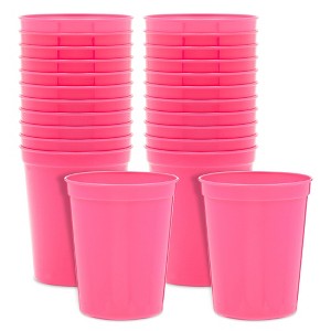 Blue Panda 24 Pack 16oz Hot Pink Plastic Cups for Birthday, Graduations, Baby Showers Party Supplies - 1 of 4