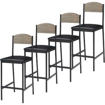 Jojoka 3-Piece Bar Table Set with 2 Upholstered Footrest Chairs, Rectangular Metal Frame with Storage Shelf