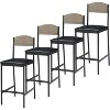 Bar Stools Set of , Upholstered Barstools with Metal Legs, Footrest & Backrest, PU Seat, Kitchen Height Chairs - 2 of 4