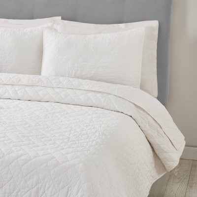 White King Quilted Cotton Basket Weave Coverlet Set