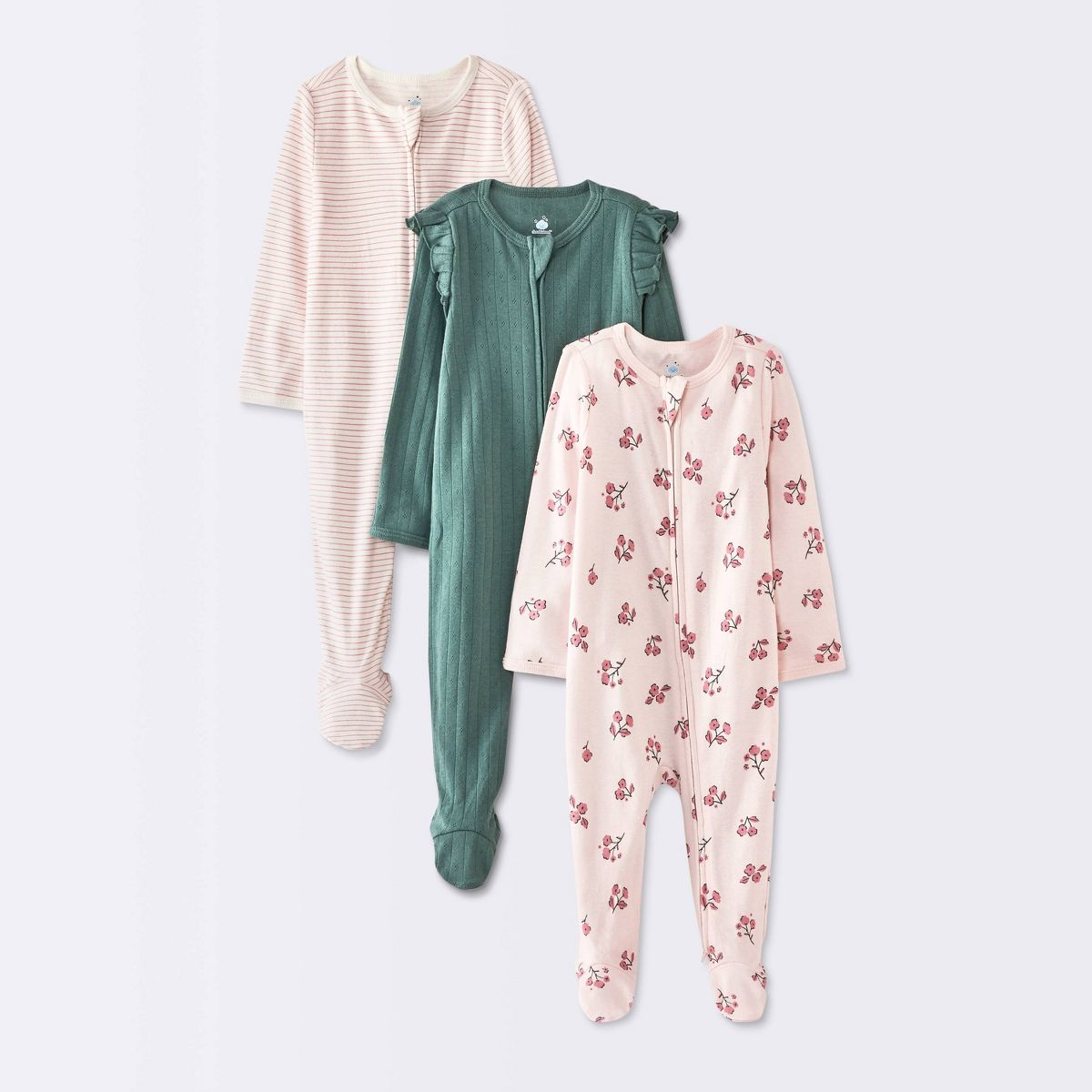 Baby Girls' Long Sleeve Floral Sleep N Play - Cloud Island™ Pink