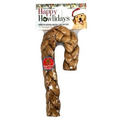Pet Factory American Beefhide Gingerbread Scented Braided Cane Rawhide Dog Treats - 2.5oz