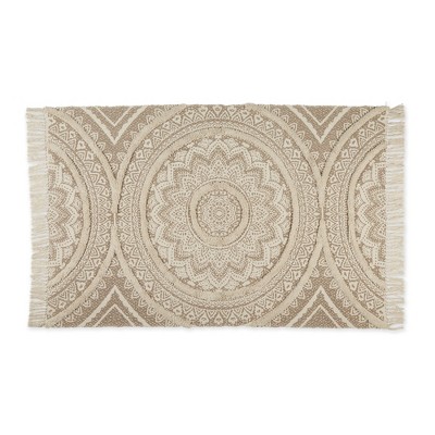 Design Imports Medallion Textured Fringe - Stone - 4 X 6 Ft