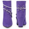 BLISSFUL STEP Butterfly Rhinestone Strap Chunky Heels Ankle Boots for Women - 2 of 4