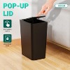 LunaLulinlk 3 Pack 10 Liter Small Lid Trash Can Plastic Trash Can, 2.6 Gallon Slim Trash Can Wastepaper Basket with Pop-Up Lid, Black - 3 of 4
