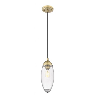 Arden Teardrop Pendant Light in Rubbed Brass with Glass Shade