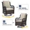3 Pieces Outdoor Swivel Rocker Chair Set of 2 with Glass Top Table, Outdoor Swivel Glider Rocker, Wicker Swivel Chair Set for Patio Porch Pool - 3 of 4