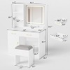 32" Makeup Vanity Desk with Lighted Mirror & Power Outlet, Dressing Table with 3-Tone Mirror, Fast Charging Station & Split Storage White - 2 of 4
