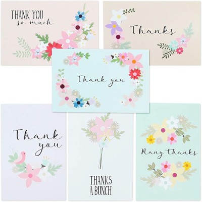 Best Paper Greetings 72 Pack Blank & Floral Thank You Note Cards & Postcards for Wedding, Bridal, Baby Shower, 4 x 6 in