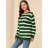 INSPIRE CHIC Women's Long Sleeves Drop Shoulder Loose Striped Sweater - 4 of 4