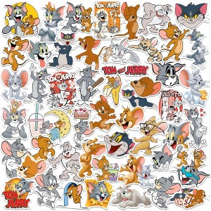 Tom and Jerry 50ct Vinyl Large Deluxe Stickers Variety Pack - Laptop, Water Bottle, Scrapbooking, Tablet, Skateboard, Indoor/Outdoor - 1 of 4