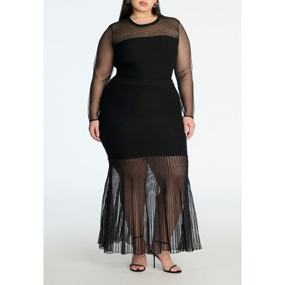 ELOQUII Women's Plus Size Sweater Trumpet Skirt