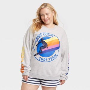 Women's West Coast Surf Team Graphic Sweatshirt - Gray - 1 of 4