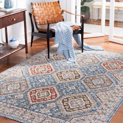 Sierra Ivory and Blue Hand-Knotted Wool Area Rug