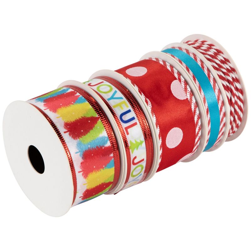 Northlight Set of 5 Polka Dots Matching Themed Craft Christmas Ribbons 1.5" x 3 Yards, 3 of 6