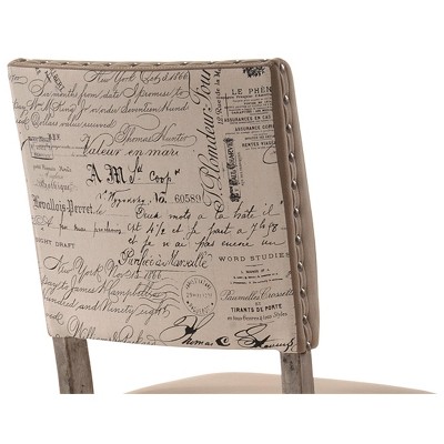 Birmingham Script Printed Driftwood Microfiber Side Chair Set of 2