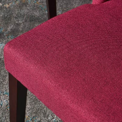 Deep Red High Back Upholstered Side Chair with Wood Legs