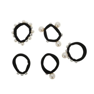 Unique Bargains Elegant Cute Scrunchies Hair Elastic Band Black White 5 Pcs - 1 of 4