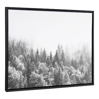 Black and White Forest Landscape Canvas Print with Polystyrene Frame