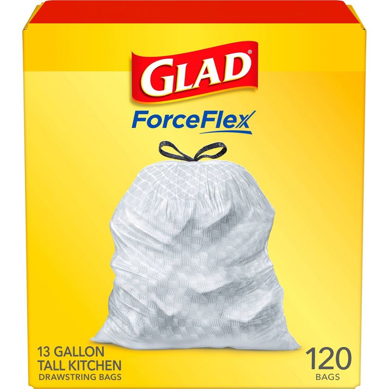 Glad ForceFlex Tall Kitchen Drawstring Trash Bags - Unscented - 13 Gallon, 1 of 17