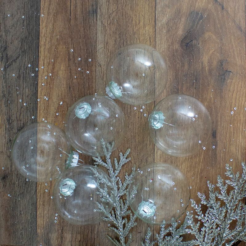 Northlight 6ct Clear and Silver Glass Christmas Ball Ornaments 3.25" (80mm), 2 of 4