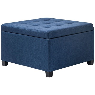 NicBex Fabric Tufted Storage Ottoman with Flip Top Seat Lid Wood Frame for Living Room, Entryway, Blue