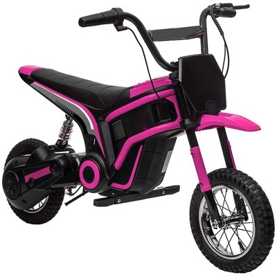 Resenkos Electric Ride-on Motorcycle,Electric Dirt Bike with Twist Grip Throttle, 24V 350W Off-Road Electric Motorcycle, Pink