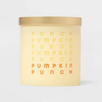 2-Wick 15oz Colored Glass Jar with Label Pumpkin Punch Candle Yellow - Opalhouse™