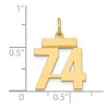 Black Bow Jewelry 14k Yellow Gold, Athletic Collection, Small Polished Number 74 Pendant - 4 of 4
